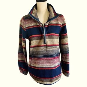Woolrich Striped Half Zip Pullover Outdoor Hiking Cabin Cozy S/P